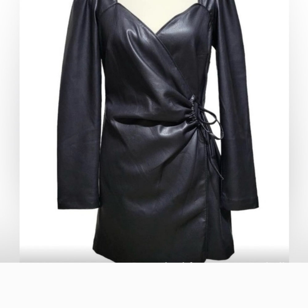 House of Harlow 1960 Black Ruched Tie Front Mini Dress